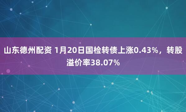 山东德州配资 1月20日国检转债上涨0.43%，转股溢价率38.07%