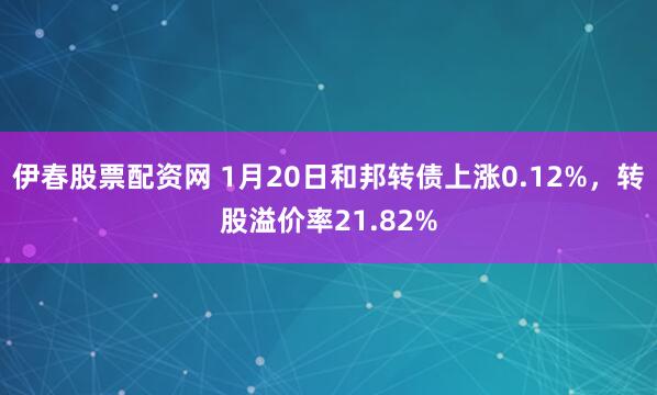 伊春股票配资网 1月20日和邦转债上涨0.12%，转股溢价率21.82%